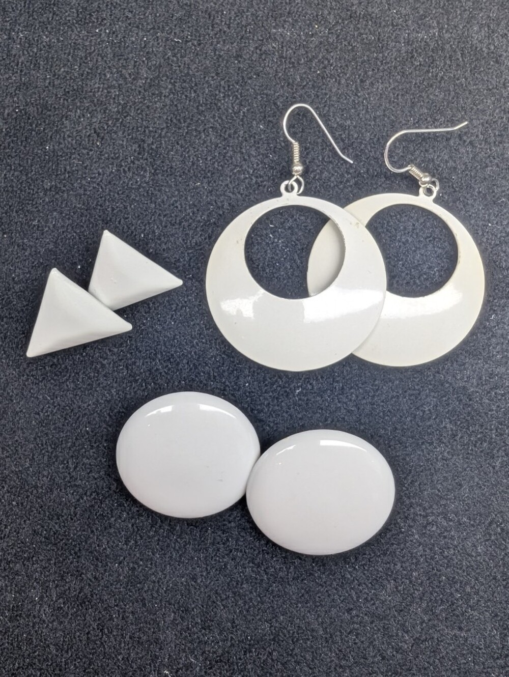 Vintage Earrings Lot of 3 - White